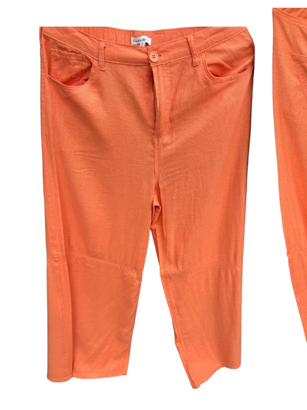 Women’s Orange Knit Crop Pants with Pull-On Waist